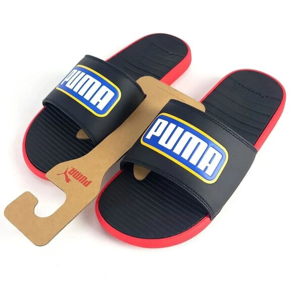 Puma Cool Cat Alumni Retro Black Red Blue Yellow Slides Sandals Mens 12 - Picture 8 of 9